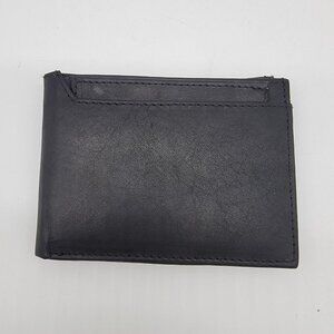 NEW Leather Wallet Credit Card & ID Holder‎ Genuine Leather Black Men's MARSHAL
